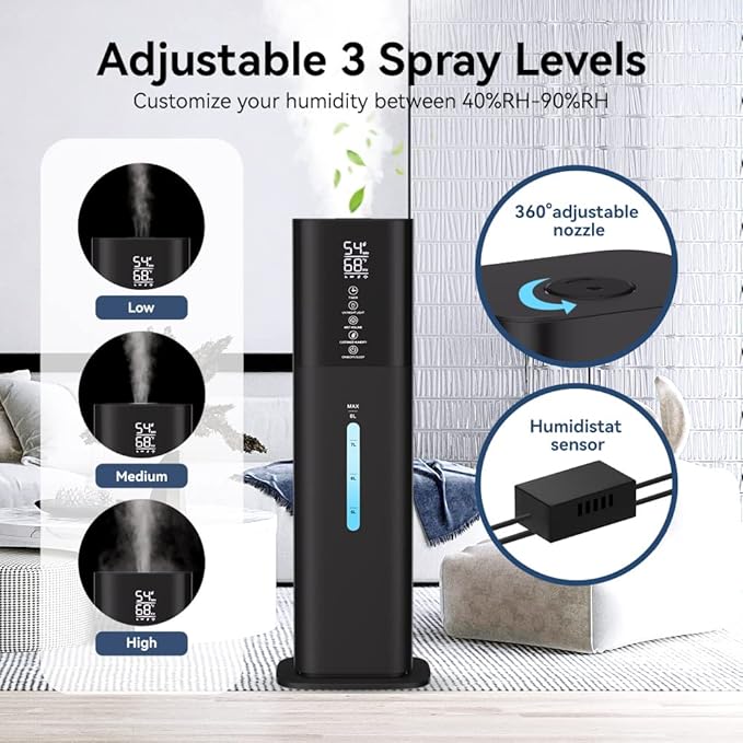 Honovos 2.1Gal Ultrasonic Cool Mist Humidifier (Black) (image 4)