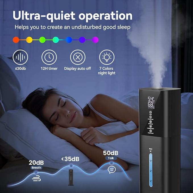Honovos 2.1Gal Ultrasonic Cool Mist Humidifier (Black) (image 5)