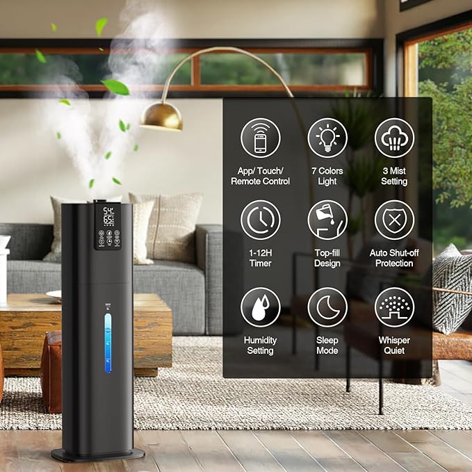 Honovos Smart Humidifier 8L Quiet Cool Mist - App Control, 360° Nozzle (image 3)