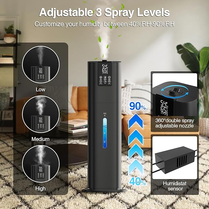 Honovos Smart Humidifier 8L Quiet Cool Mist - App Control, 360° Nozzle (image 5)